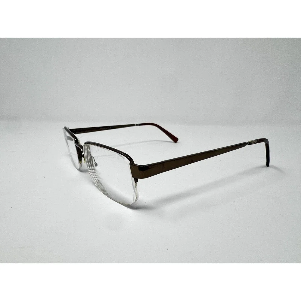 Enhance 3777 Brown Metal Semi Rimless Eyeglass Frames 55-17-145
